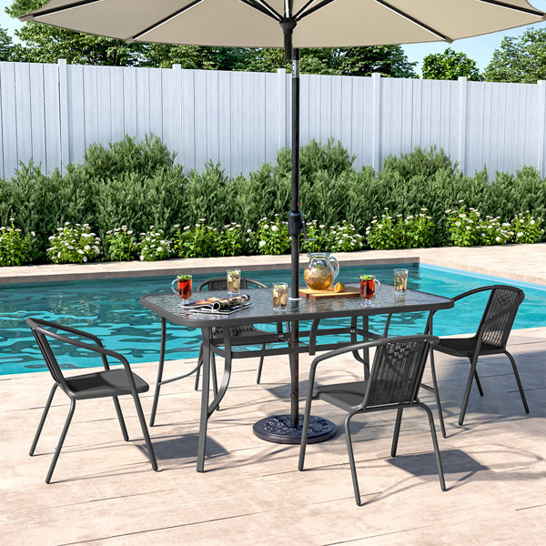 Wayfair outdoor table and deals chairs with umbrella